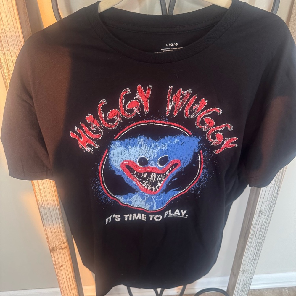 Huggy Wuggy It’s Time to Play T-Shirt Large Black Mad Engine 2024 Gamer Horror